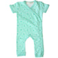 100% Organic Cotton Summer Short Sleeve Crossover Sleepsuit - Dandelions in Mint