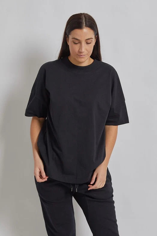 Organic Cotton Drop Shoulder Tee - Black