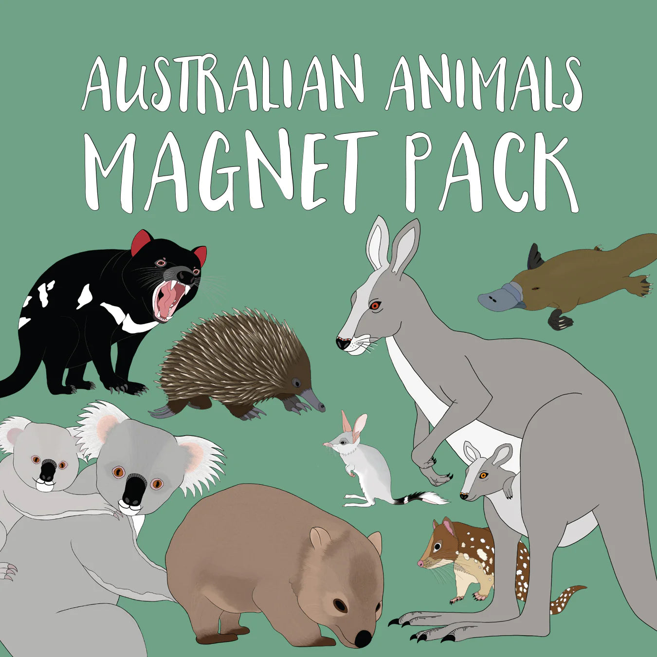 Red Parka Australian Animals Magnet Pack (8 magnets)