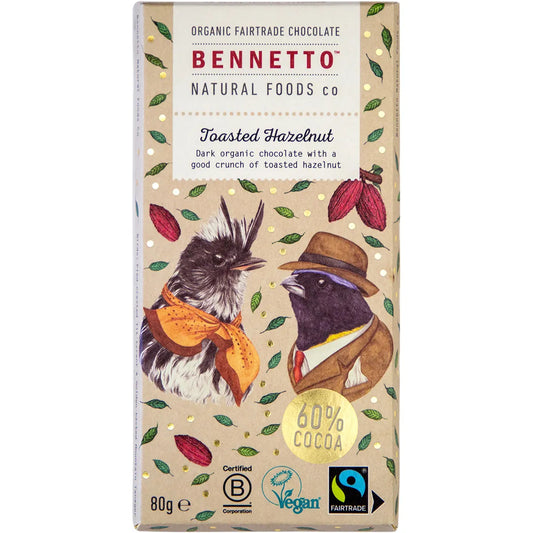 Bennetto Organic Chocolate 80g - Toasted Hazelnut