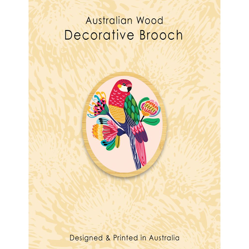 Aero Images Kirsten Katz Wooden Brooch - Rosella