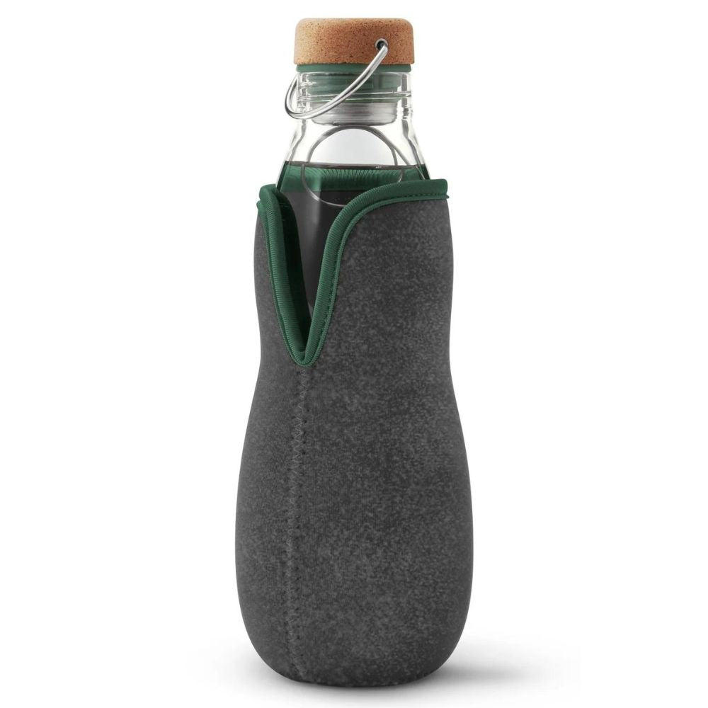 Black + Blum Glass Water Bottle 650ml with Charcoal Stick on Coil