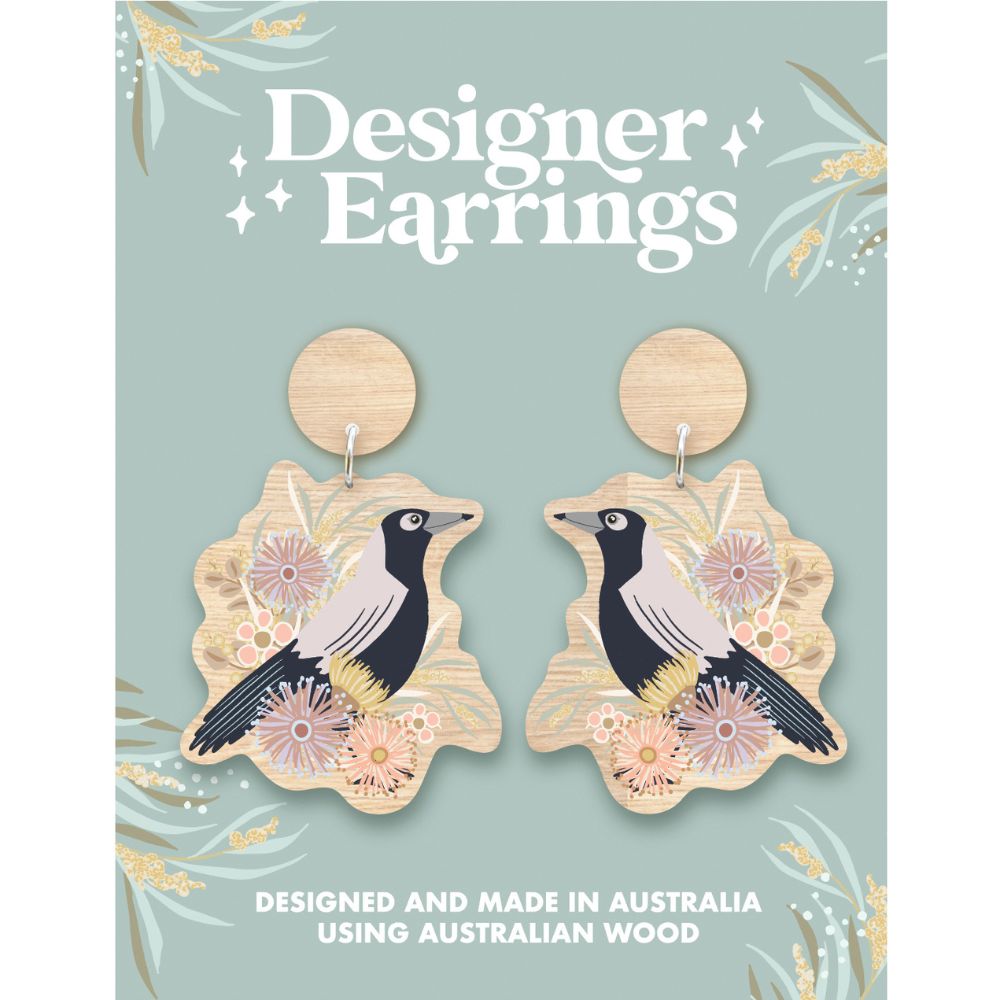 Aero Images Wooden Earrings - Magpie