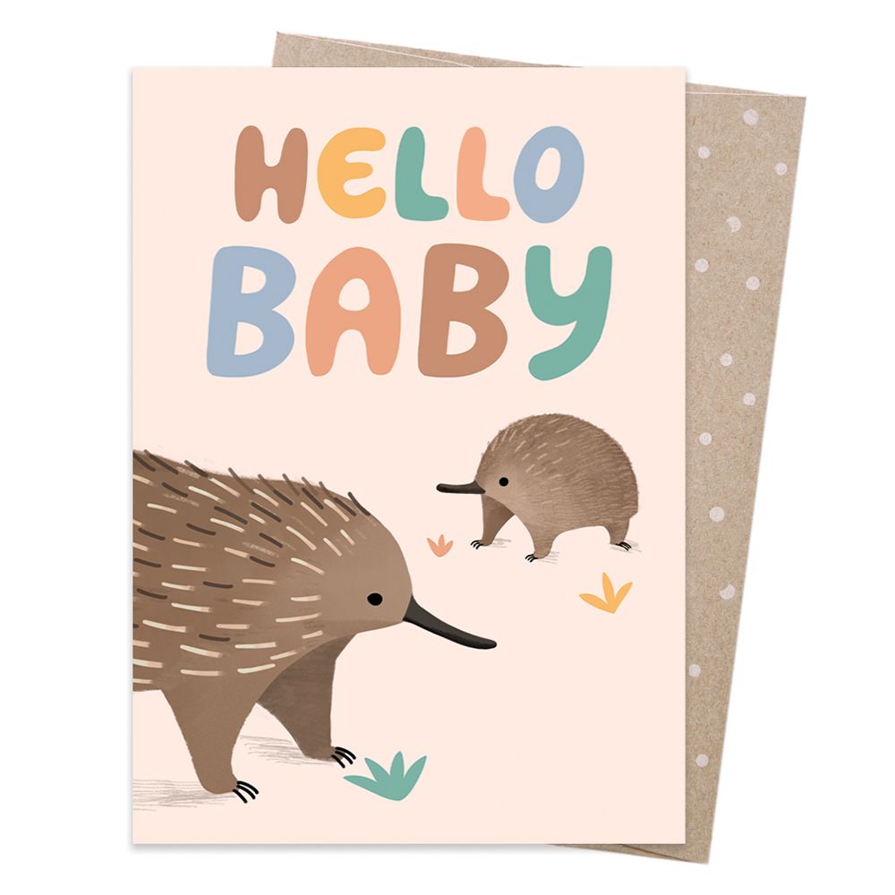 Earth Greetings Card - Hello Baby Echidna