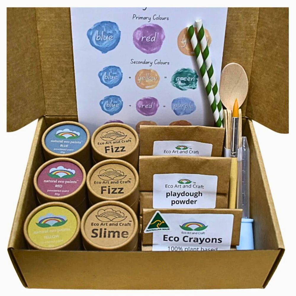 Eco Art And Craft Kit - Natural Eco Paints, Slime, Fizz, Playdough, Crayons and Tools