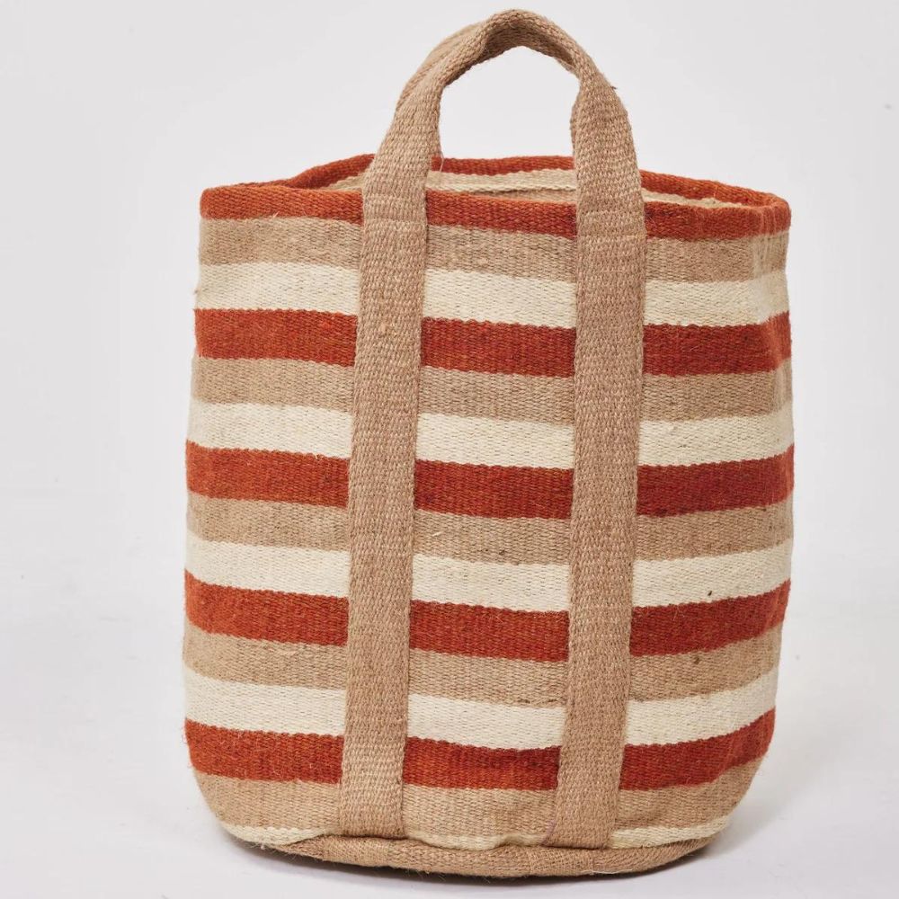 Holiday Jute Getaway Basket - Orange Stripe