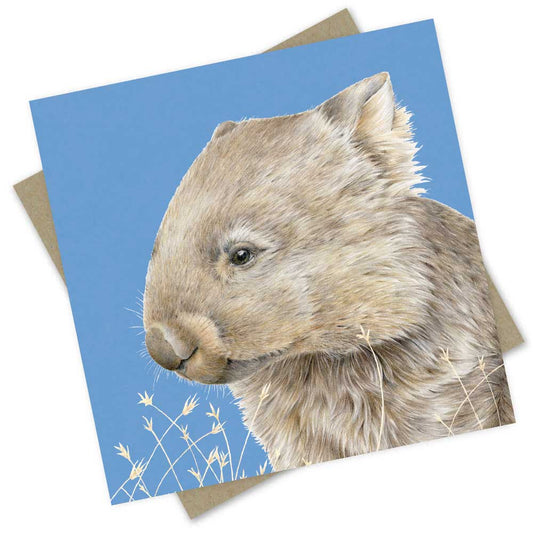 Popcorn Blue Wombat Blue Greeting Card