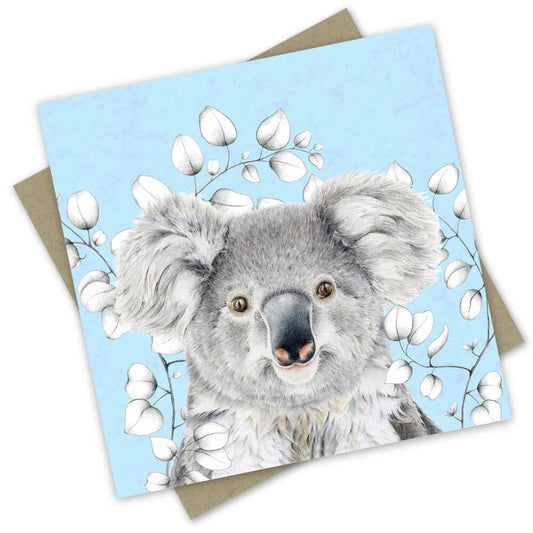 Popcorn Blue Koala Blue Greeting Card