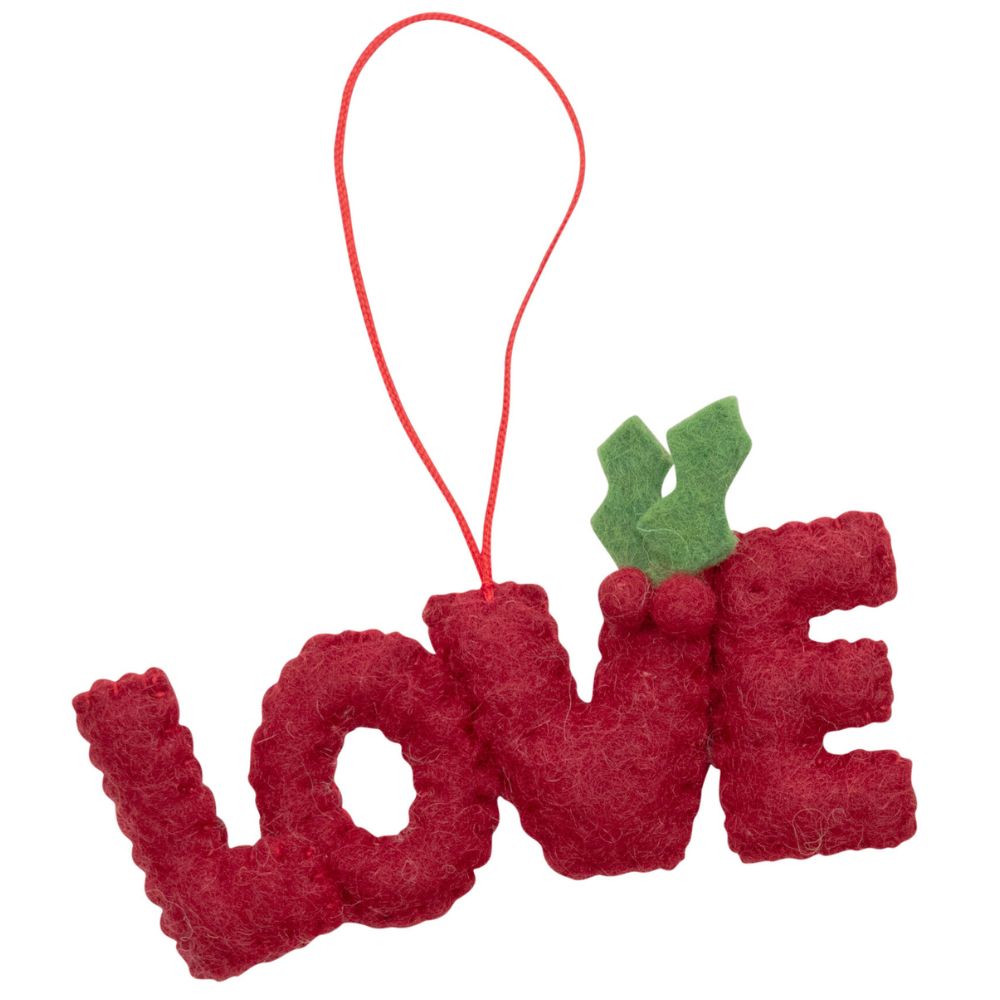 Fairtrade Felt Christmas Decoration - LOVE with Holly