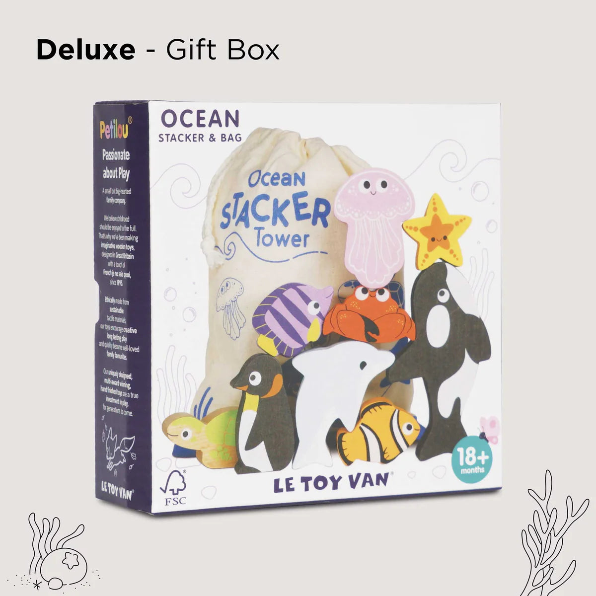 Le Toy Van Petilou Ocean Stacking Animals & Bag