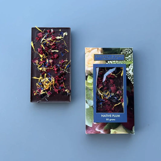 Sweet Pea & Poppy Artisan Chocolate Bar 80g - Native Plum