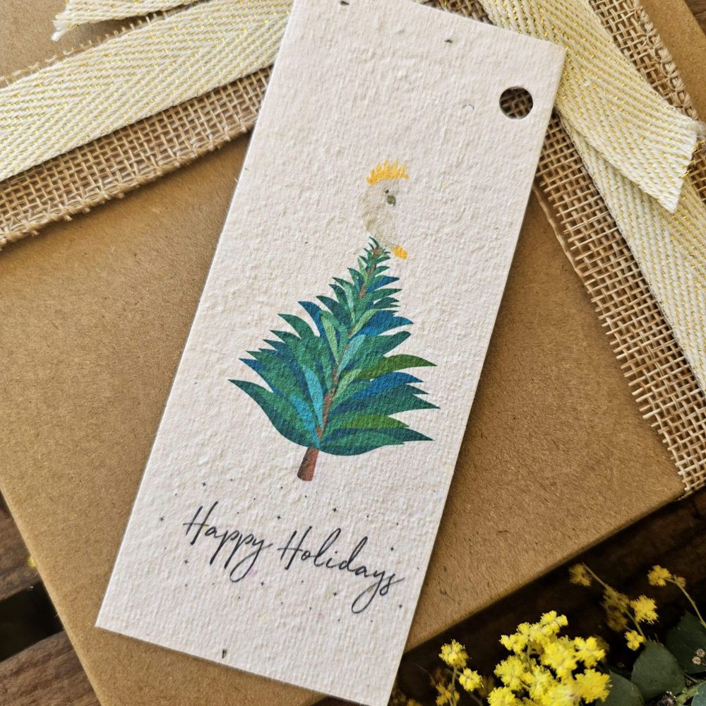 Native Seed Box Christmas Tree Native Bird Plantable Gift Tag - single