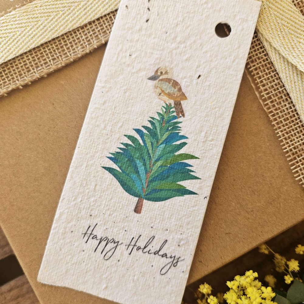 Native Seed Box Christmas Tree Native Bird Plantable Gift Tag - single