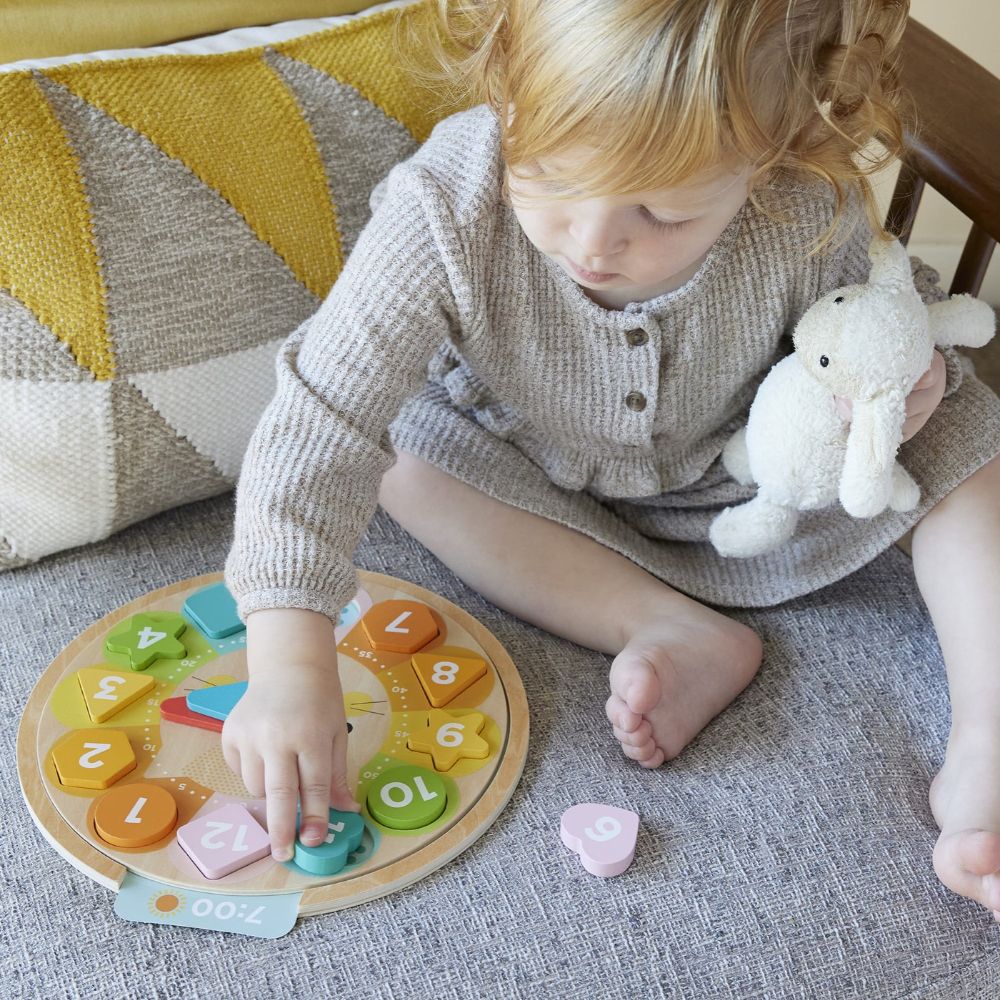 Petit Collage Multi-Language Learning Clock Puzzle Multi-Coloured