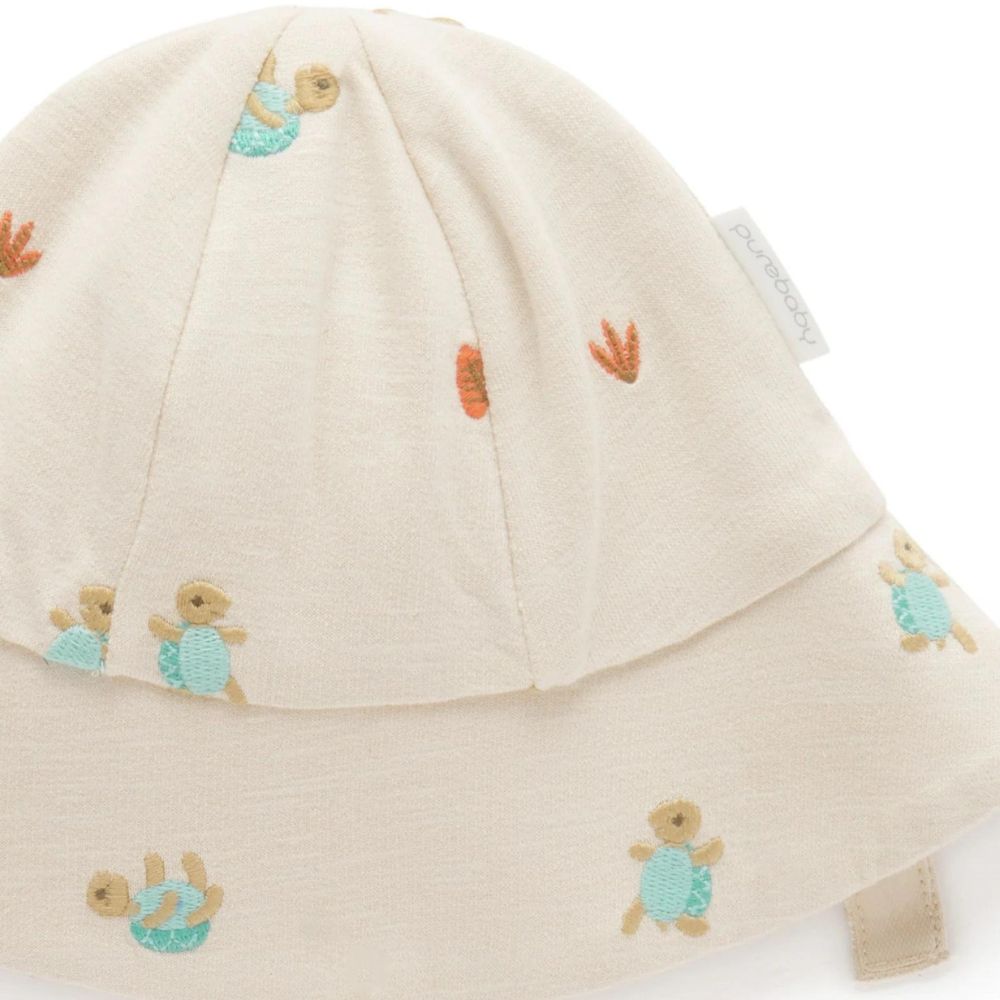 Purebaby Broderie Hat Turtle Broderie