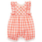 Purebaby Gingham Romper Coral Gingham