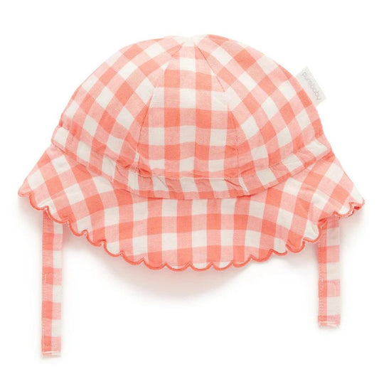 Purebaby Gingham Sun Hat - Coral