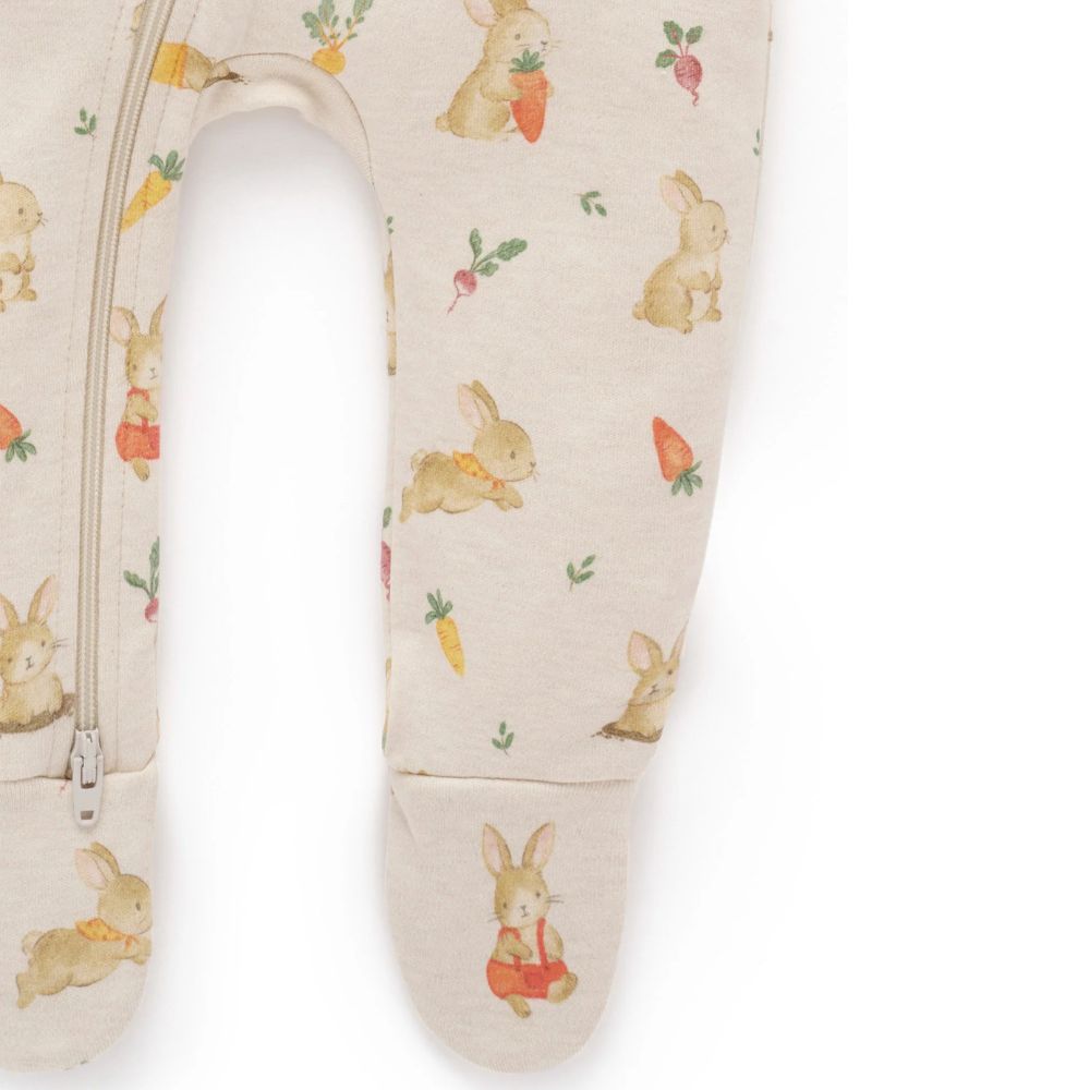 Purebaby Thick Zip Growsuit - Bunny Print