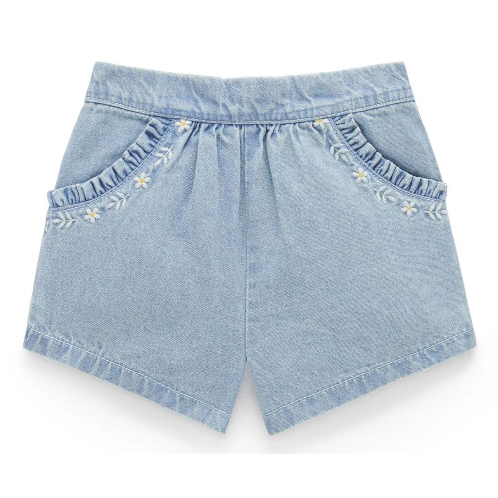 Purebaby Ruffle Shorts - Faded Denim