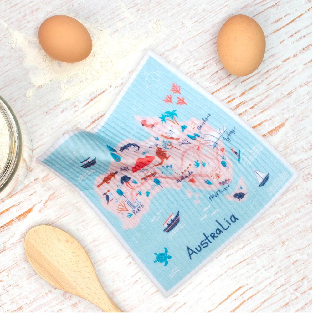 Swedish Dish Sponge Cloth - Australia Map