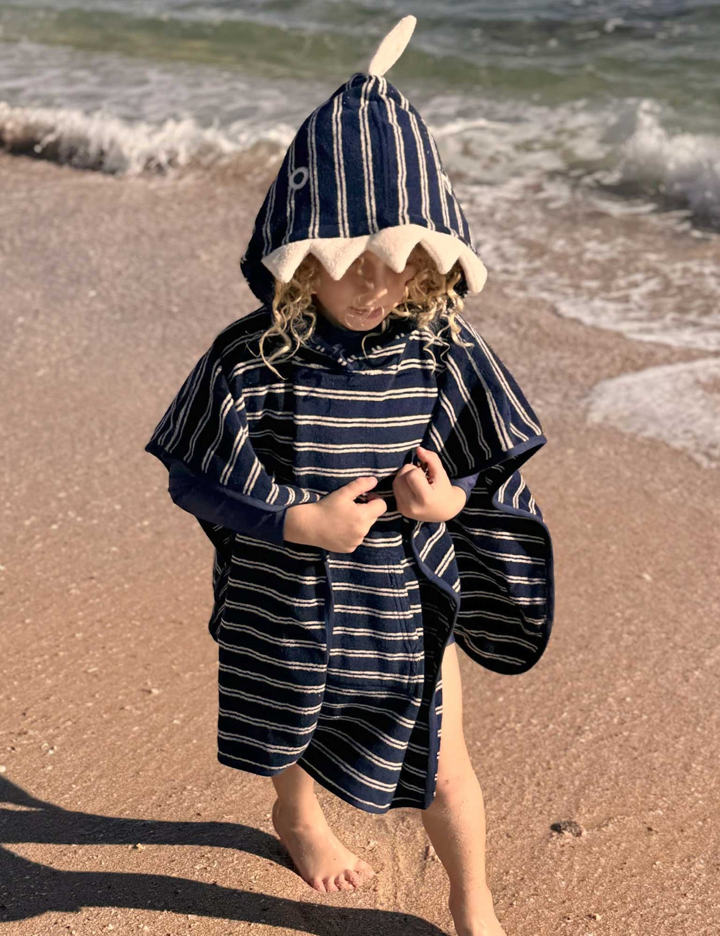 Purebaby Organic Cotton Terry Hooded Towel - Marine Stripe