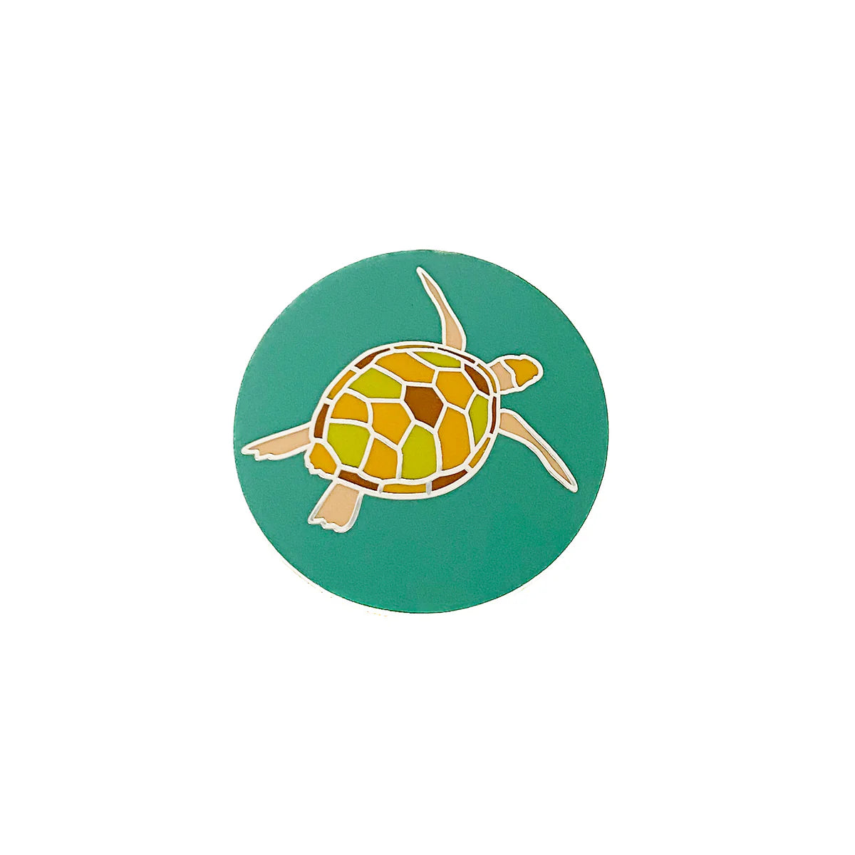 Red Parka Pin - Green Sea Turtle