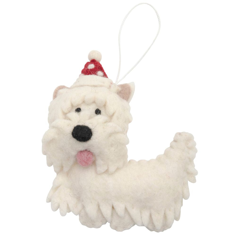 Fairtrade Felt Christmas Decoration - Bronte the Westie