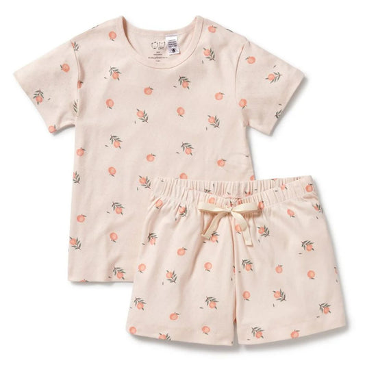 Wilson & Frenchy Organic Cotton Women's Short Sleeved Pyjamas - Peaches