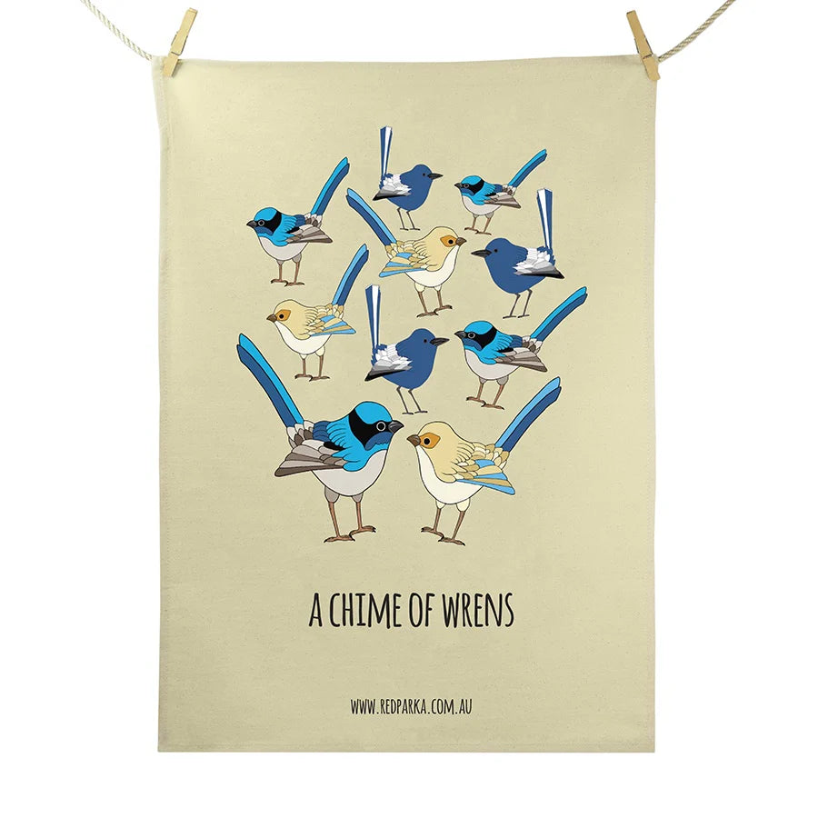 Red Parka Tea Towel Chime of Wrens