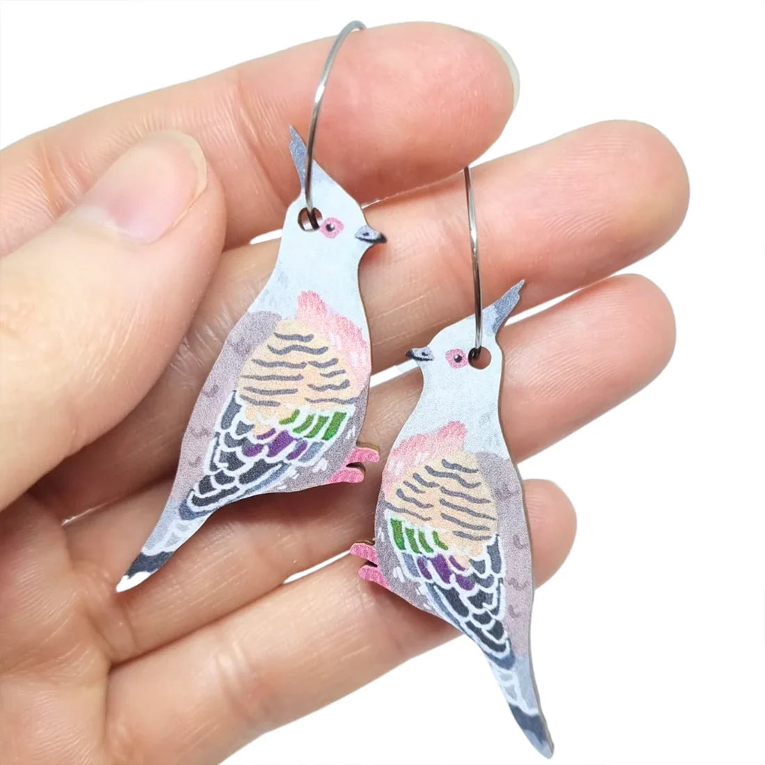 Pixie Nut and Co Crested Pigeon Hoop Earrings