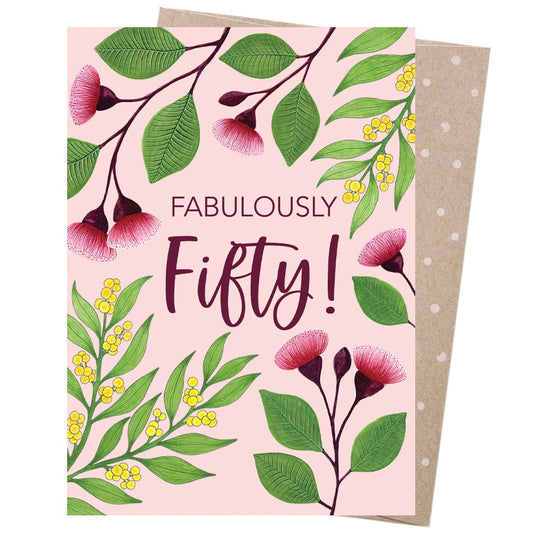 Earth Greetings Card - 50th Birthday Botanicals