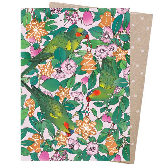 Earth Greetings Christmas Card - Lorikeets & Lilly Pilly