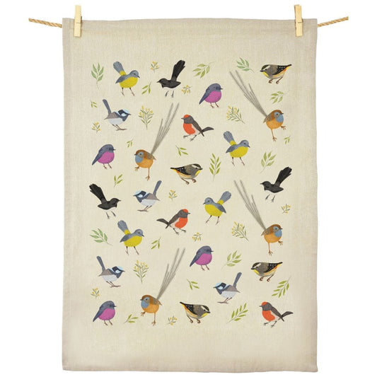 Earth Greetings Organic Cotton Tea Towel - Little Birdies