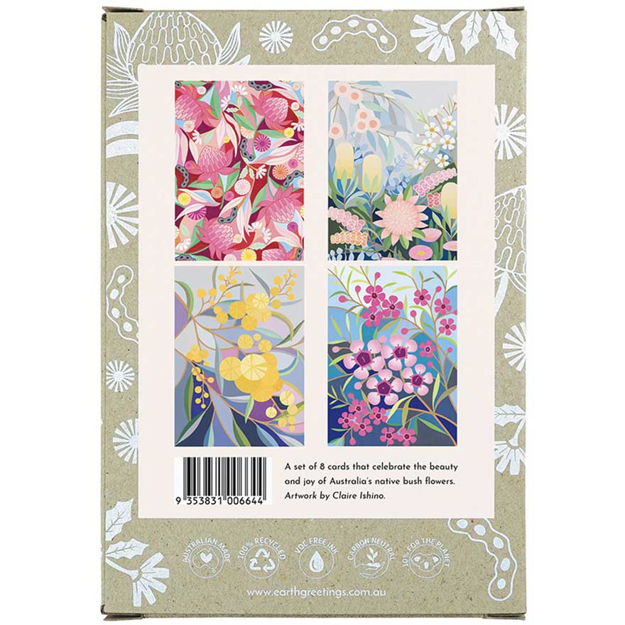 Earth Greetings Pack of 8 Cards - Bush Florals