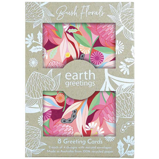 Earth Greetings Pack of 8 Cards - Bush Florals