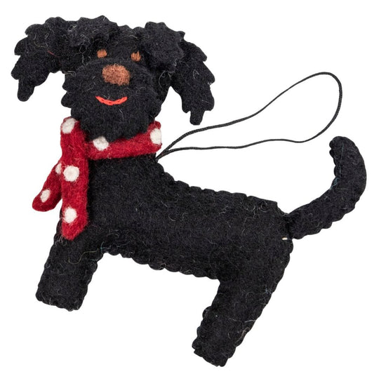 Fairtrade Felt Christmas Decoration - Labradoodle Black