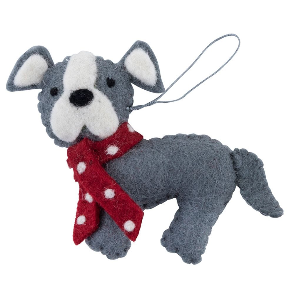 Fairtrade Felt Christmas Decoration - Staffy