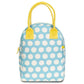 Flu Zipper Lunch Bag- Blue Polka Dot