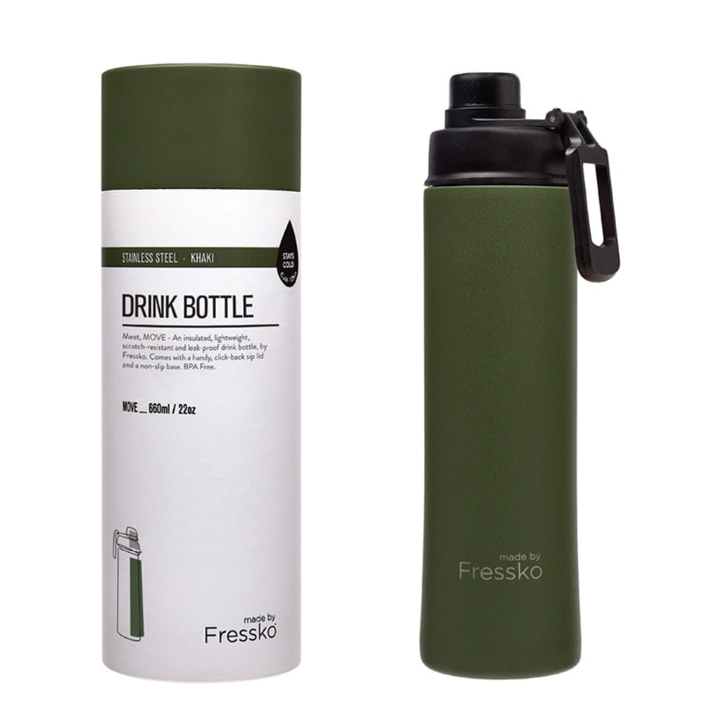 Fressko Insulated Stainless Bottle MOVE 660ml Sip Lid Khaki