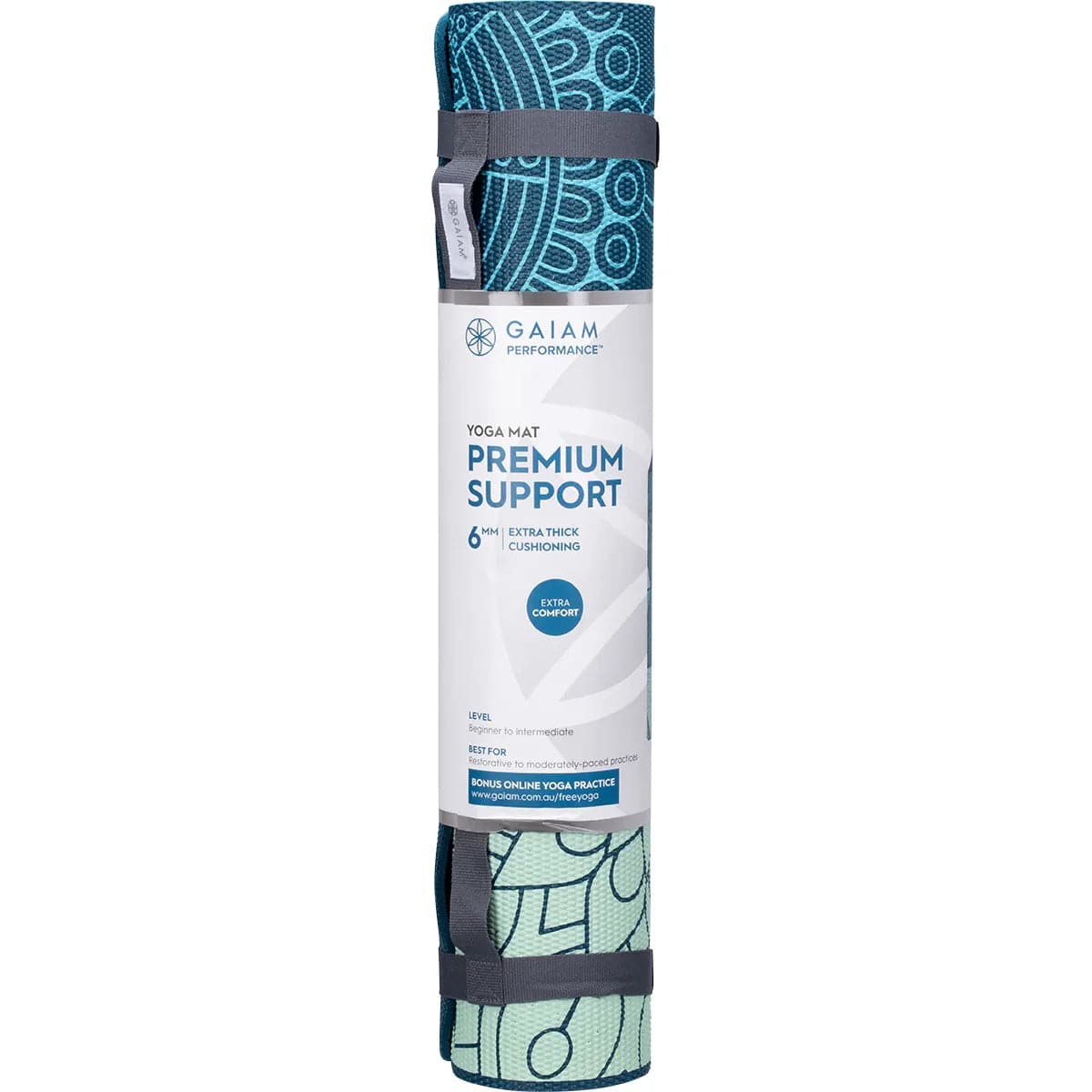 GAIAM Premium Support Yoga Mat 6mm - Sea Glass Print