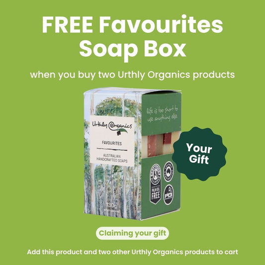 GIFT Urthly Organics Favourites Soap Box when you buy two Urthly Organics products