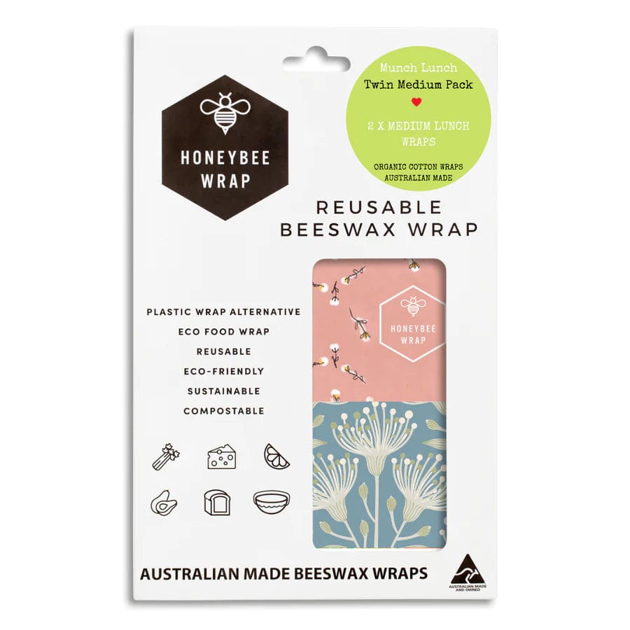 Honeybee Beeswax Food Wraps - Twin Set Medium