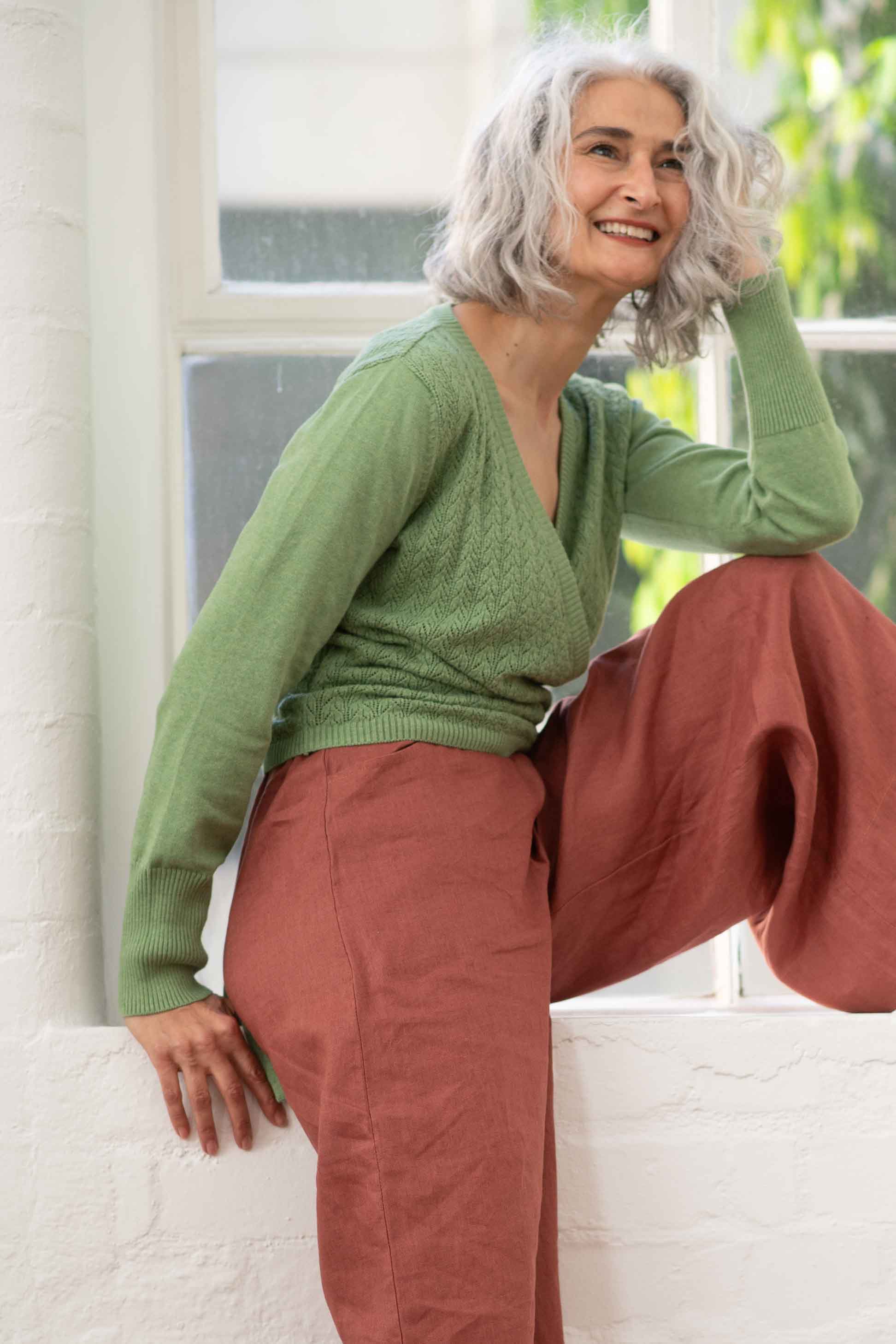 Buy Lazybones Imogen Wrap Cardigan Cottage Green Biome New Zealand Online