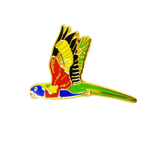 Red Parka Pin - Rainbow Lorikeet