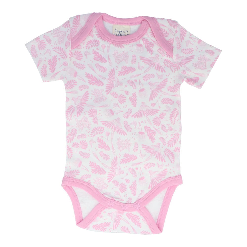 Organic Cotton Summer Baby Onesie - Blush Wings Pink