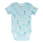 Organic Cotton Summer Baby Onesie - Seahorses Teal