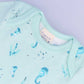 Organic Cotton Summer Baby Onesie - Seahorses Teal