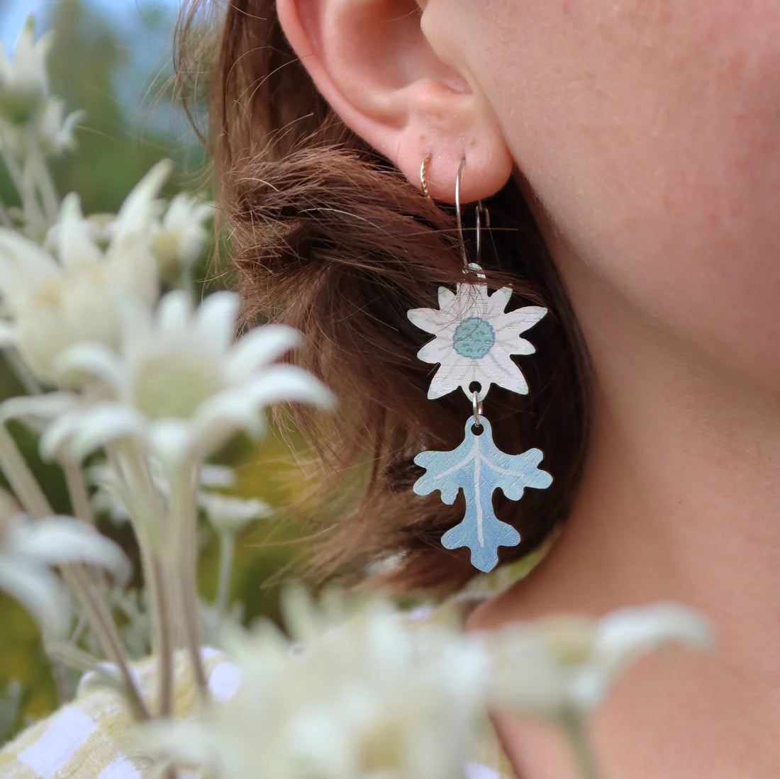 Pixie Nut and Co Flannel Flower Earrings