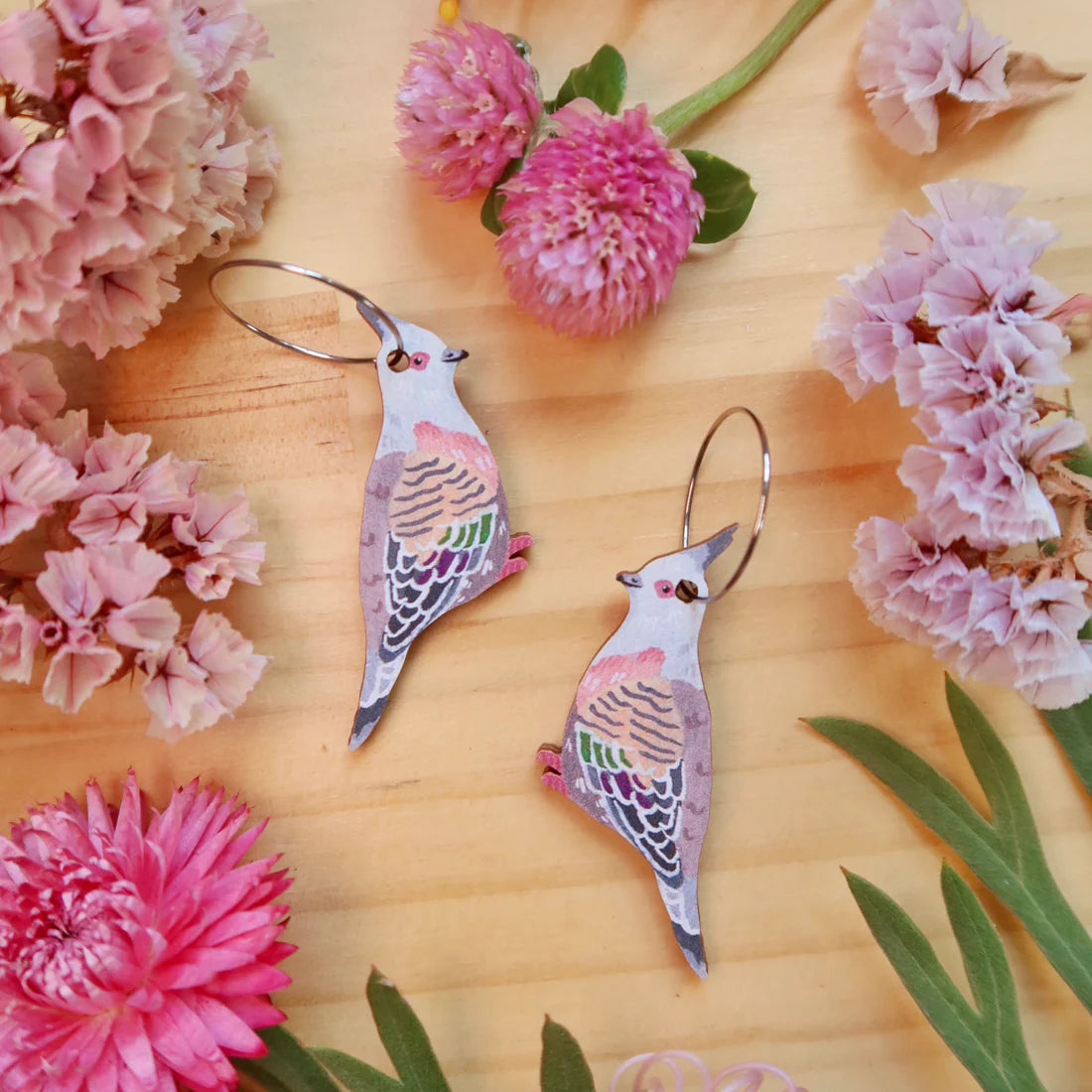 Pixie Nut and Co Crested Pigeon Hoop Earrings