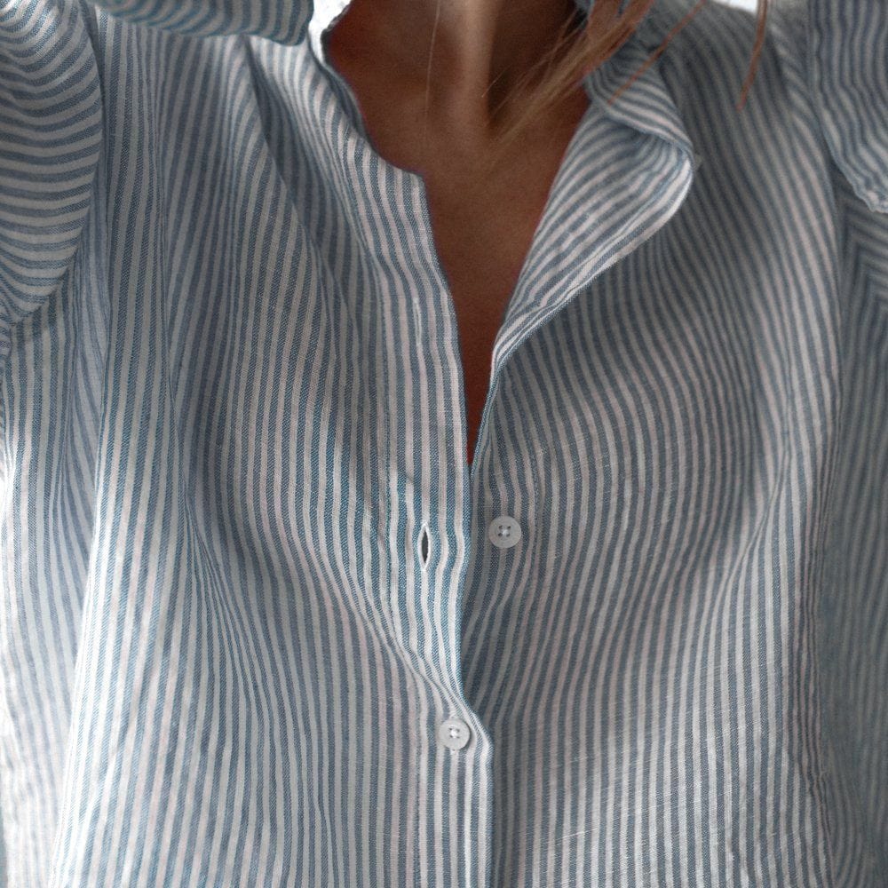 Seaside Tones Linen Striped Shirt